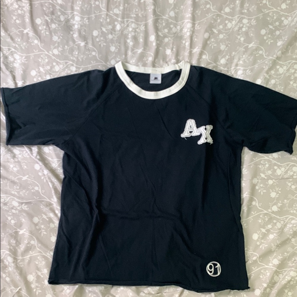 Armani Exchange White and Blue Short Sleeve Tee